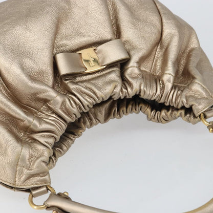 Salvatore Ferragamo Vala Handbag Leather, GOLD, LEATHER, Handbag