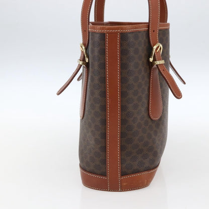 Celine Vintage Macadam Handbag Canvas and Leather, BROWN, CANVAS, Handbag