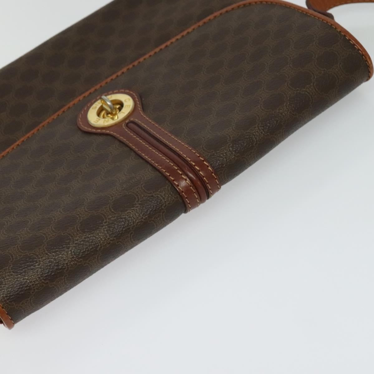 Celine Vintage Macadam Shoulder Bag Canvas and Leather, Brown, Canvas, Shoulder Bag