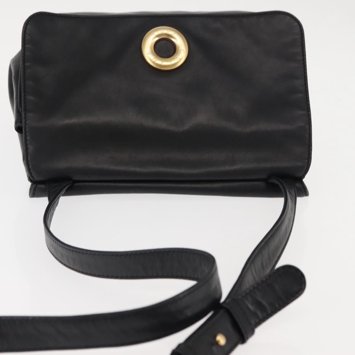 Celine Circle logo Leather, BLACK, LEATHER, Shoulder bag