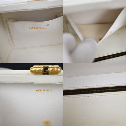 Chanel CC Logo Chain Handbag Canvas and Leather, ECRU, CALFSKIN, Handbag