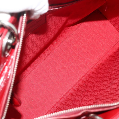 Christian Dior Lady Dior Bag Cannage Quilt Patent, Red, Patent Leather, Handbag
