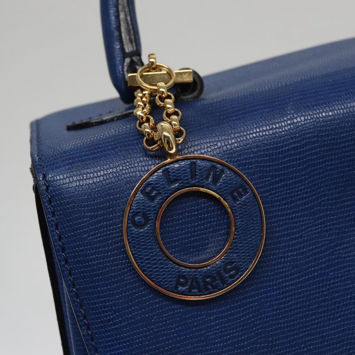 Celine Vintage turn lock shoulder bag Leather, BLUE, LEATHER, Handbag