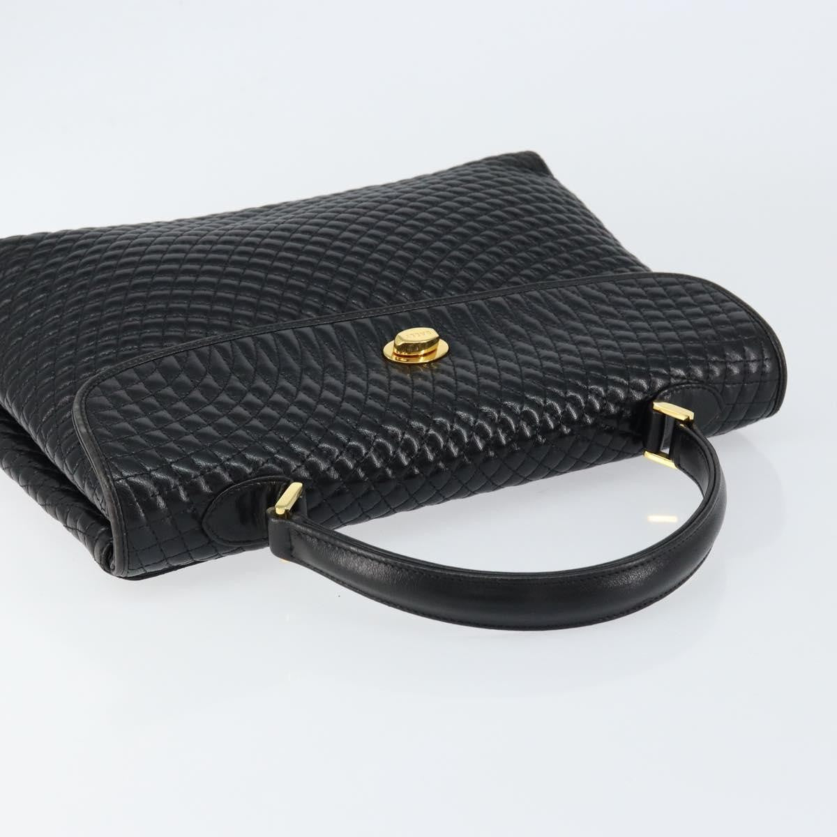 Bally Vintage Handbag Quilted Leather, BLACK, LEATHER, Handbag