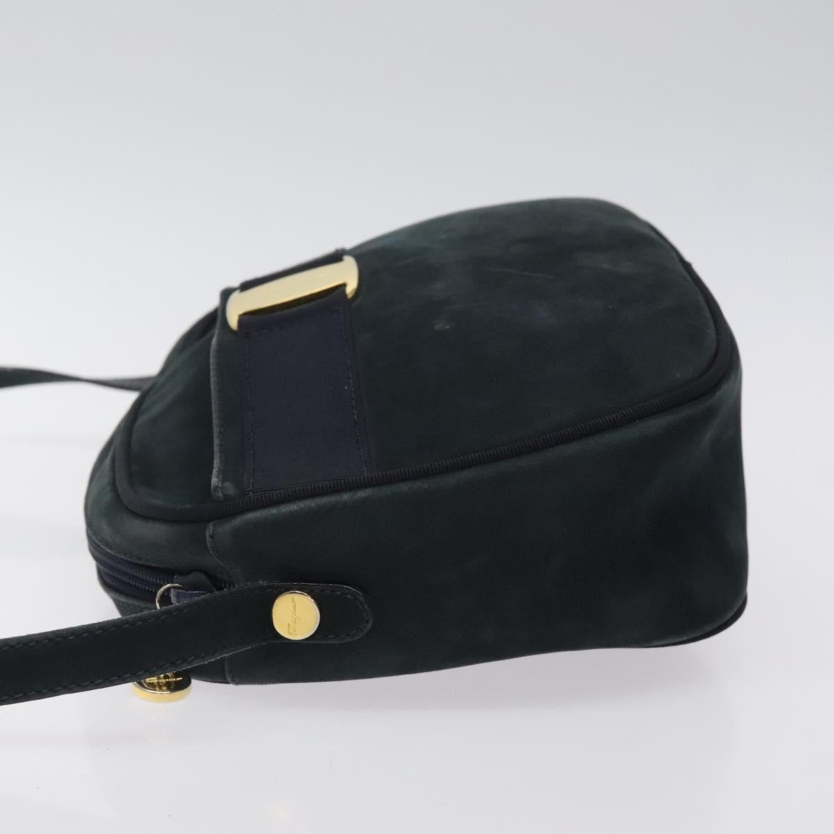 Salvatore Ferragamo Vala Shoulder Bag Suede, NAVY, SUEDE, Shoulder bag