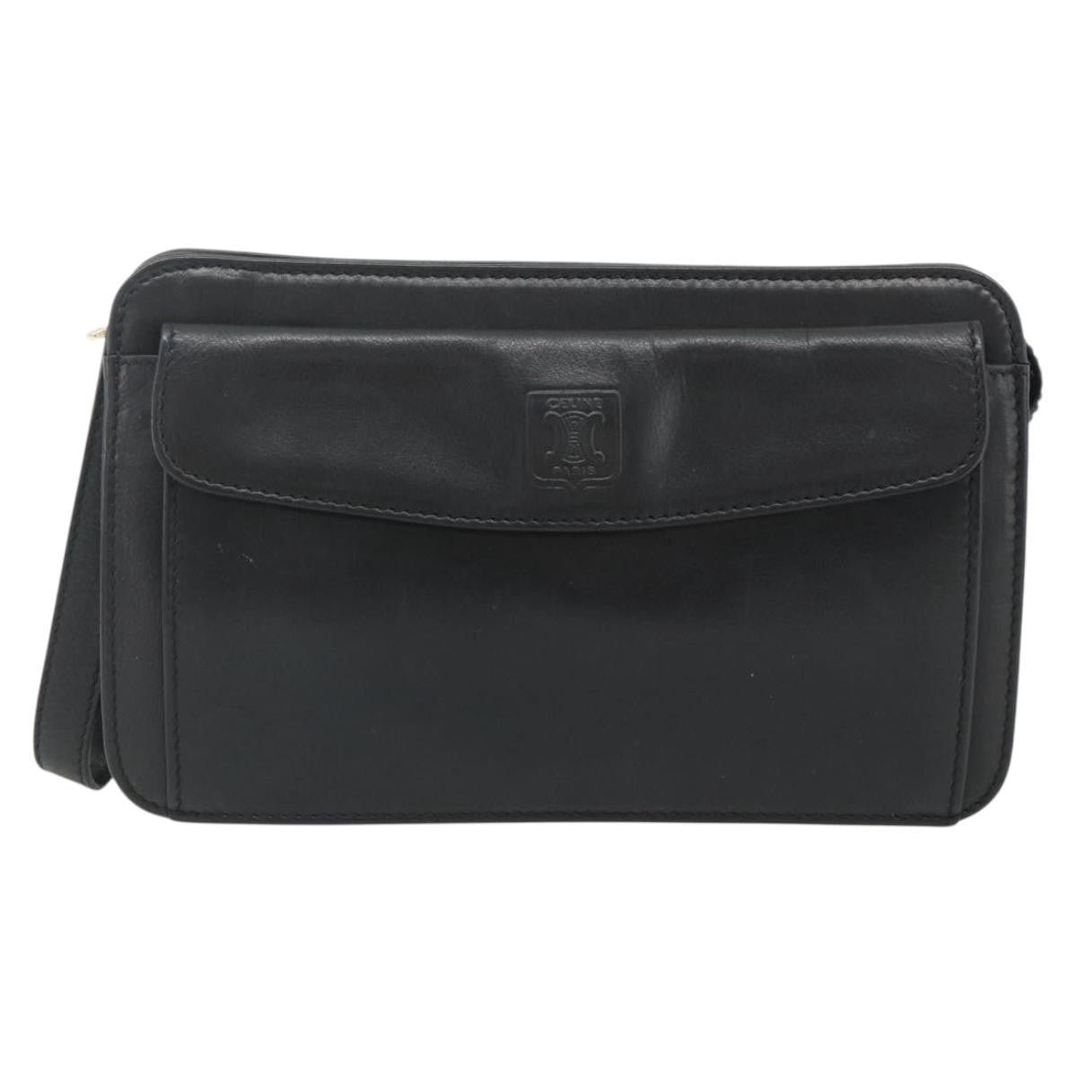Celine Clutch Bag Leather, Black, Leather, Clutch