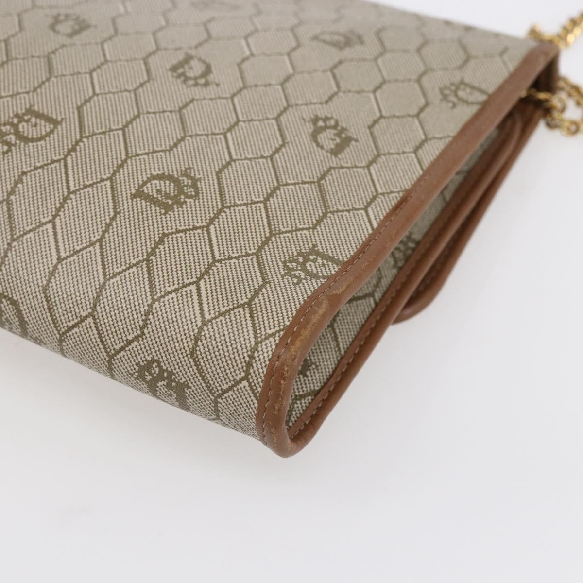 Christian Dior Vintage Honeycomb chain Canvas, BEIGE, CANVAS, Shoulder bag