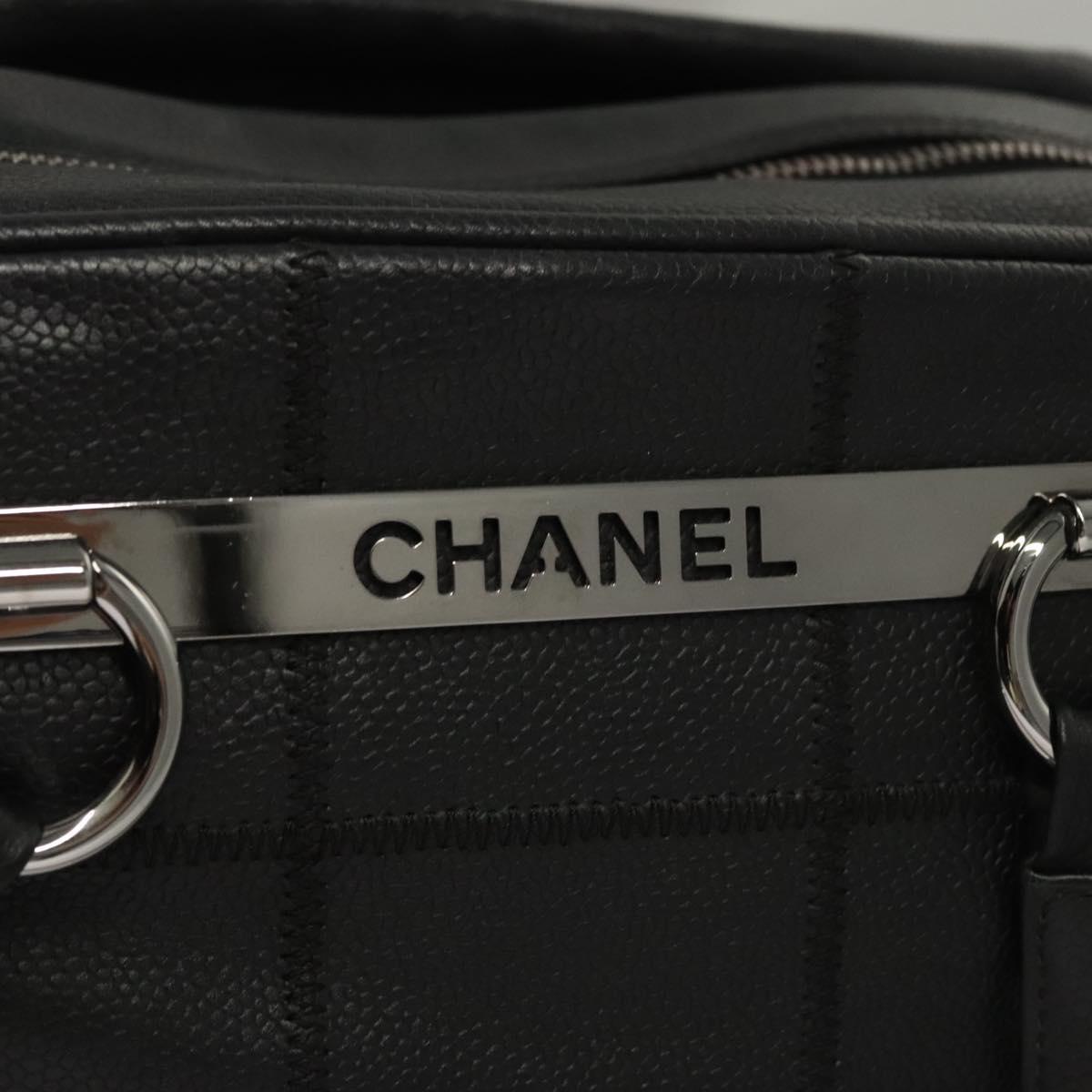 Chanel Chocolate Bar Shoulder Bag Calfskin, BLACK, LEATHER, Shoulder bag