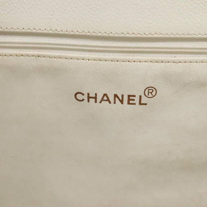 Chanel Vintage Grand Shopping Tote Quilted Caviar, WHITE, LEATHER, Tote bag