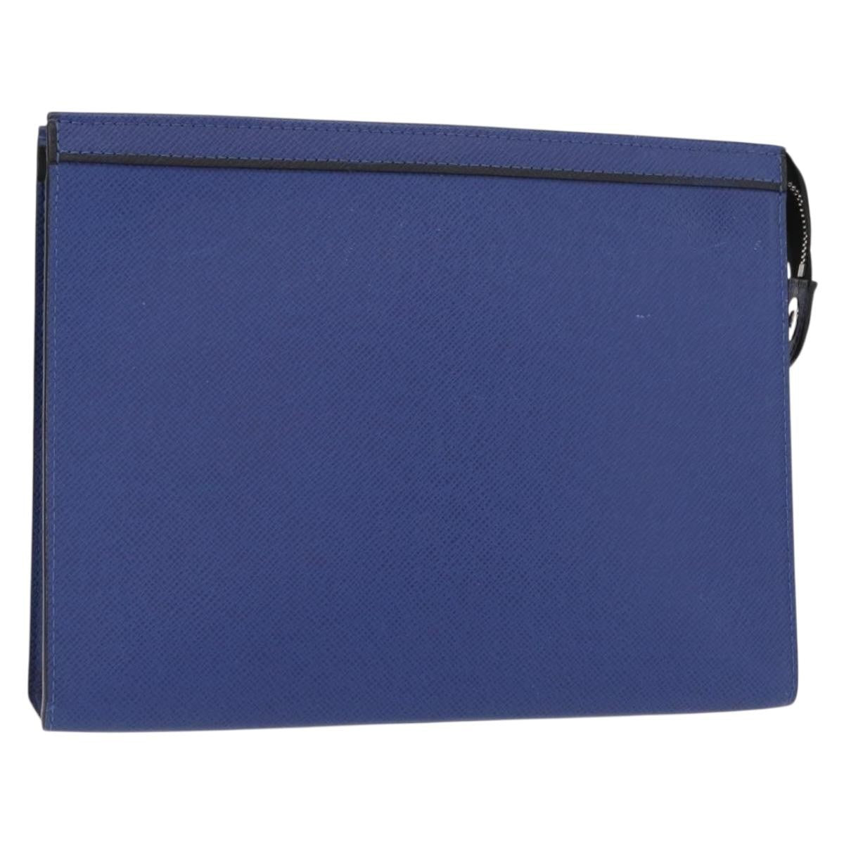 Louis Vuitton Pochette Voyage Taiga Leather, Blue, Leather, Clutch