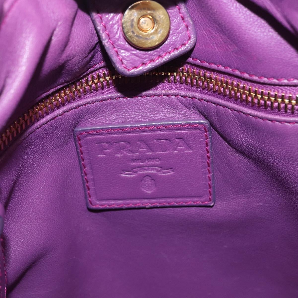 Prada Pleats Shoulder Bag Cervo Leather, Purple, Leather, Handbag