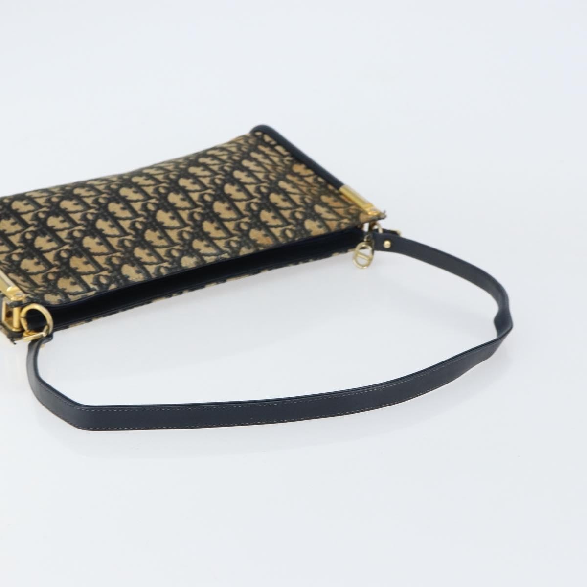 Christian Dior Vintage Trotter Shoulder Bag Canvas, NAVY, CANVAS, Shoulder bag