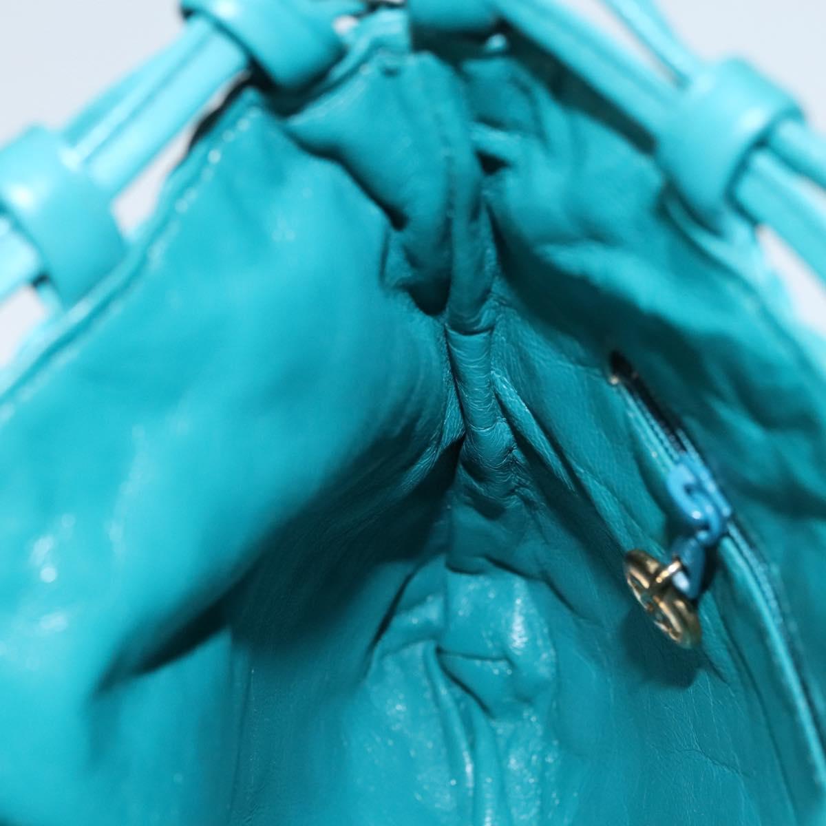 Chanel Vintage Resin Bucket Bag Woven Leather, TURQUOISE, LEATHER, Shoulder bag