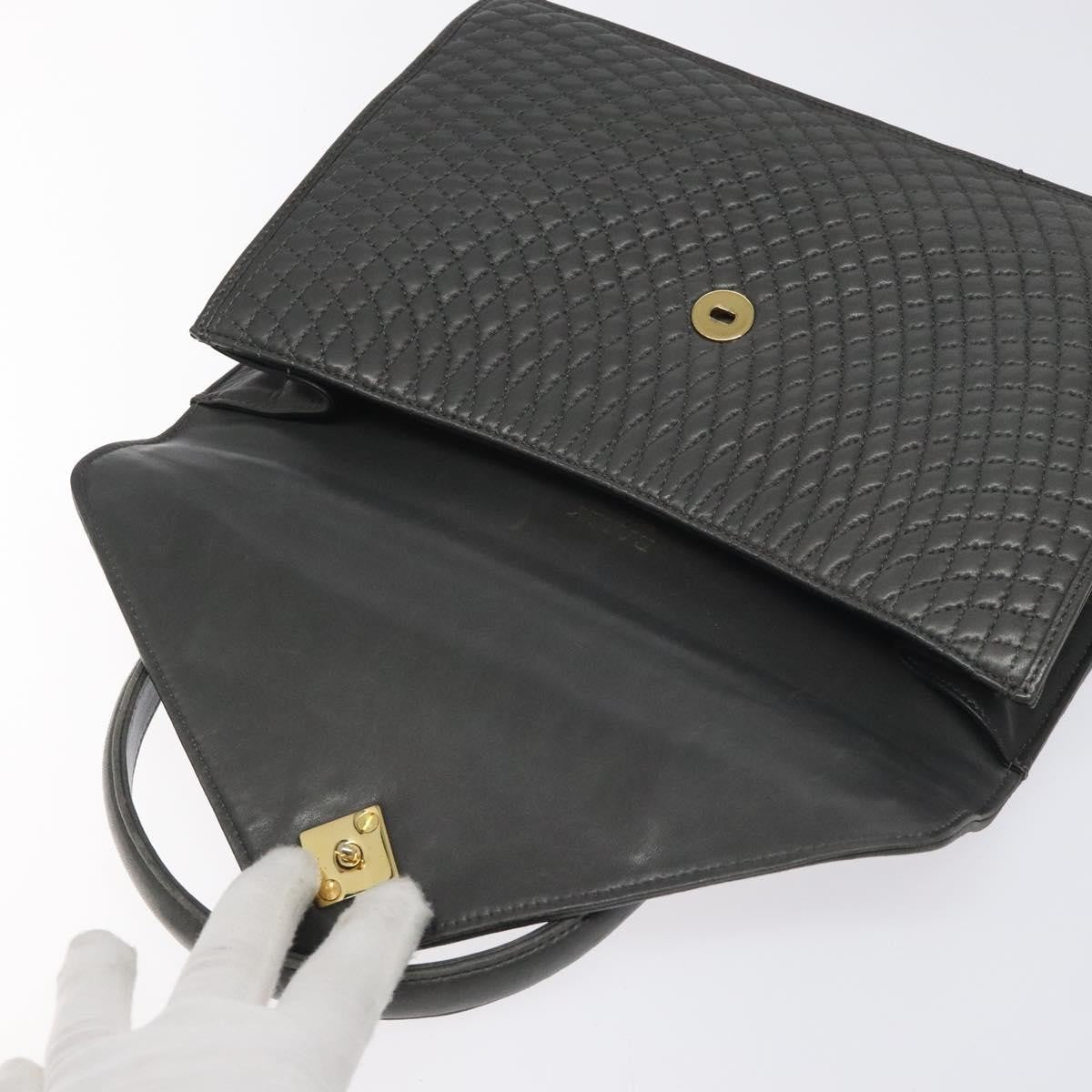 Bally Vintage Handbag Quilted Leather, GRAY, LEATHER, Handbag