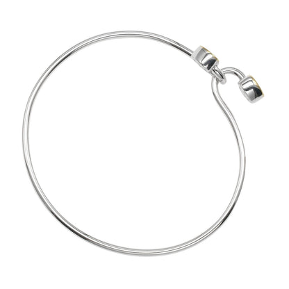 Tiffany & Co. Double Heart Lock Bangle Bracelet Sterling Silver with 18K Yellow Gold, SILVER, SILVER, Bracelet