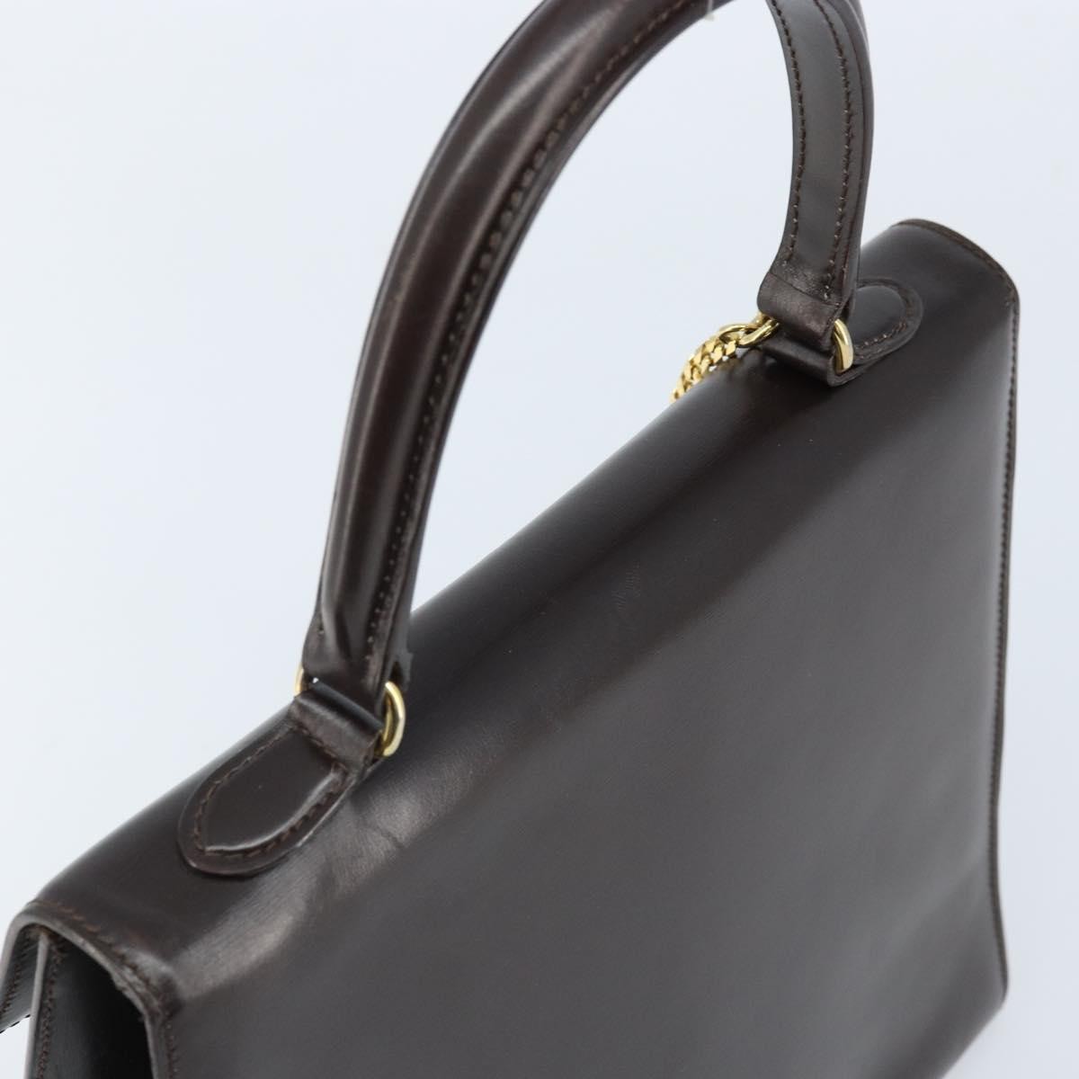 Celine Vintage Logo Top Handle Bag Leather, BROWN, LEATHER, Handbag