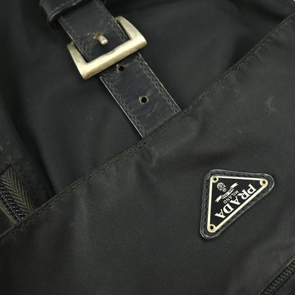 Prada Buckle Messenger Bag Tessuto, BLACK, NYLON, Shoulder bag