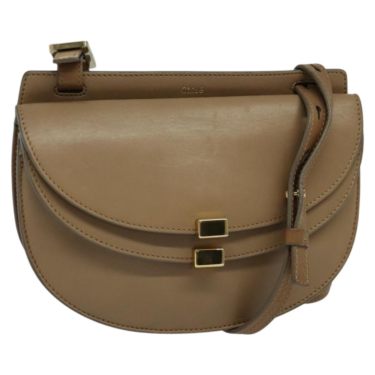 Chloe Georgia Shoulder Bag Leather, BEIGE, LEATHER, Shoulder bag
