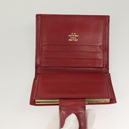 Celine Circle Logo Compact Wallet Leather, RED, LEATHER, Wallets