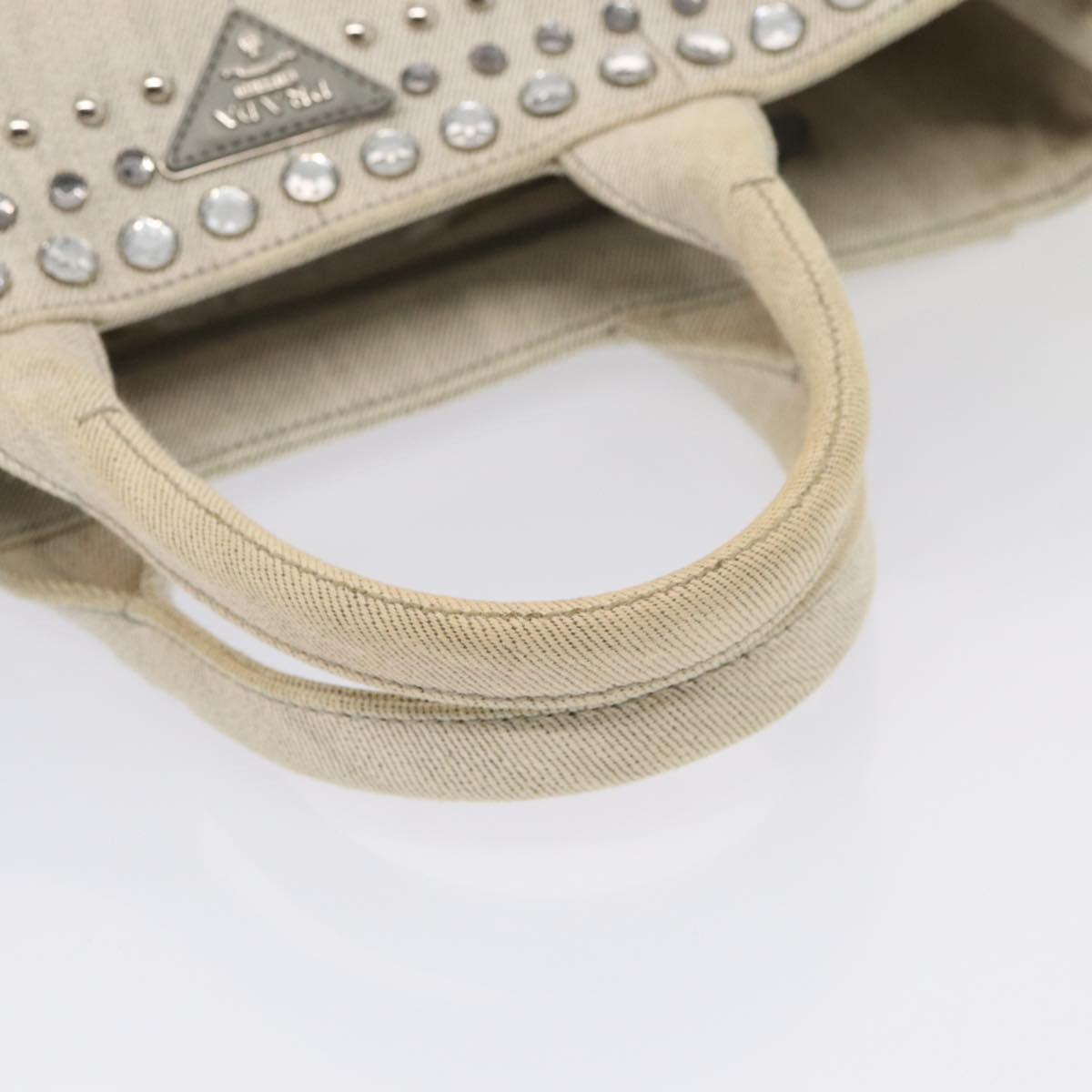 Prada Canapa Tote Rhinestone Embellished Canvas, GRAY, CANVAS, Tote bag