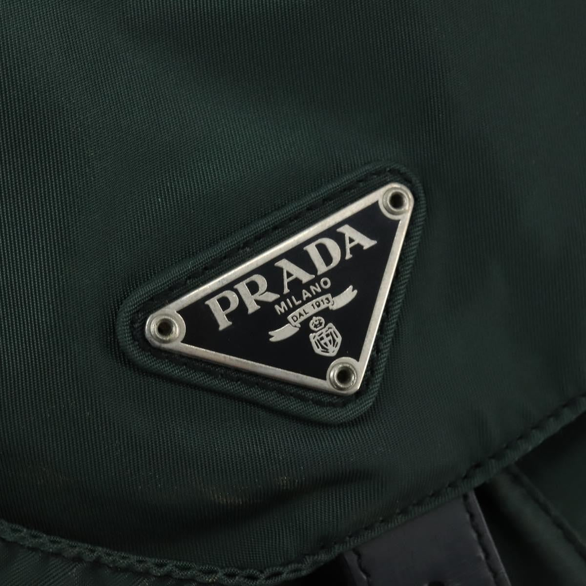 Prada Vela Double Front Pocket Backpack Tessuto with Saffiano Leather, Khaki, Nylon, Backpack