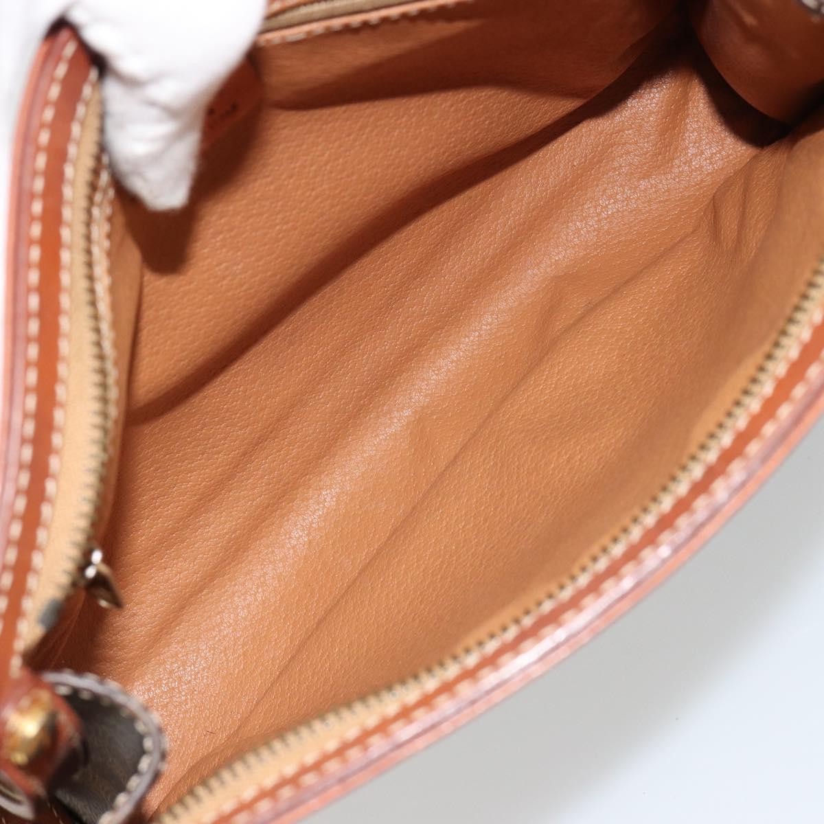 Celine Logo Triomphe Pouch Canvas and leather, Brown, Canvas, Clutch