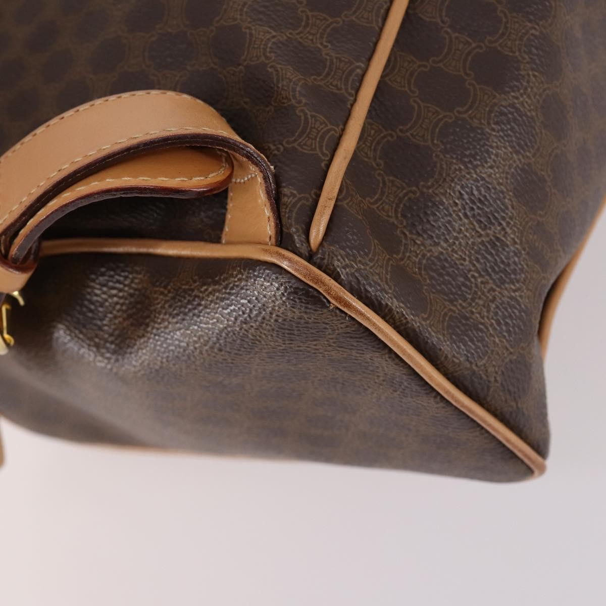 Celine Vintage Drawstring Flap Backpack Macadam Coated Canvas, BROWN, CANVAS, Backpack