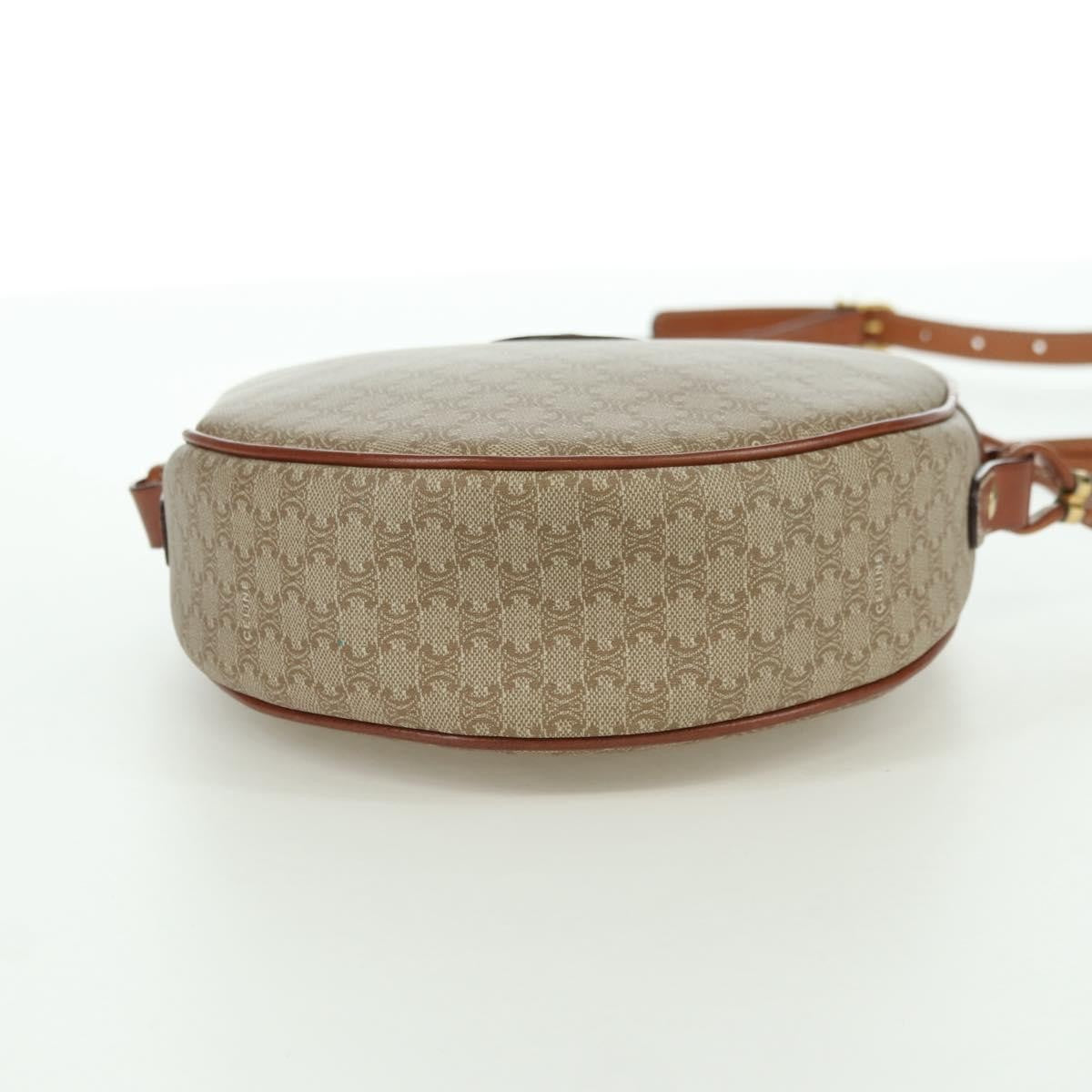 Celine Vintage Macadam Shoulder Bag Canvas and Leather, BEIGE, CANVAS, Shoulder bag