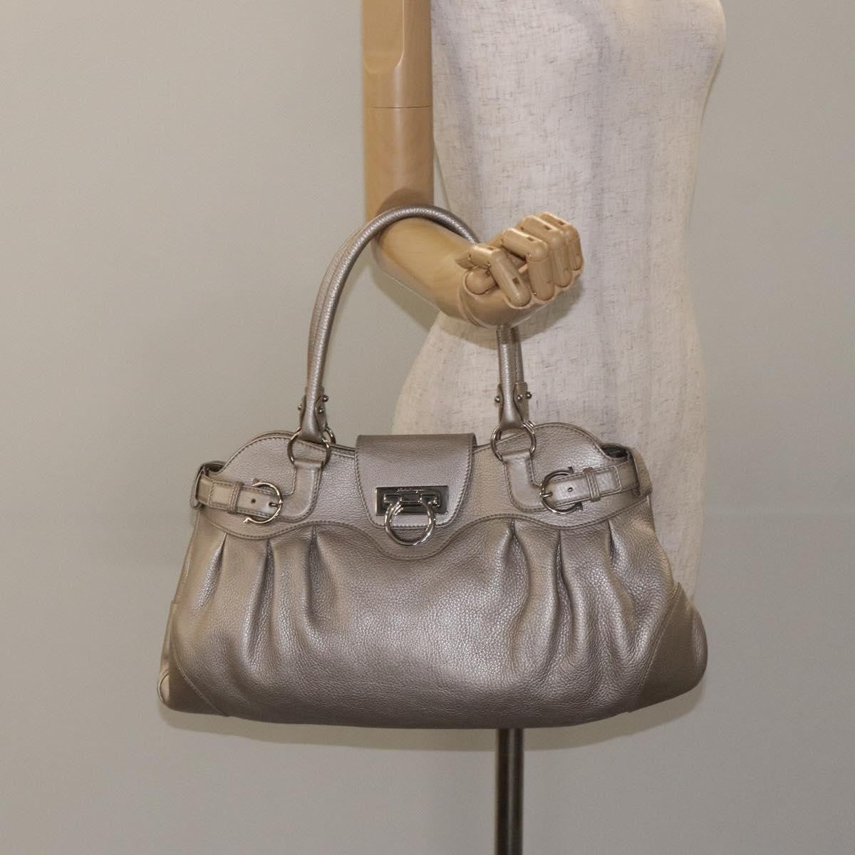 Salvatore Ferragamo Marisa Satchel Leather, SILVER, LEATHER, Shoulder bag