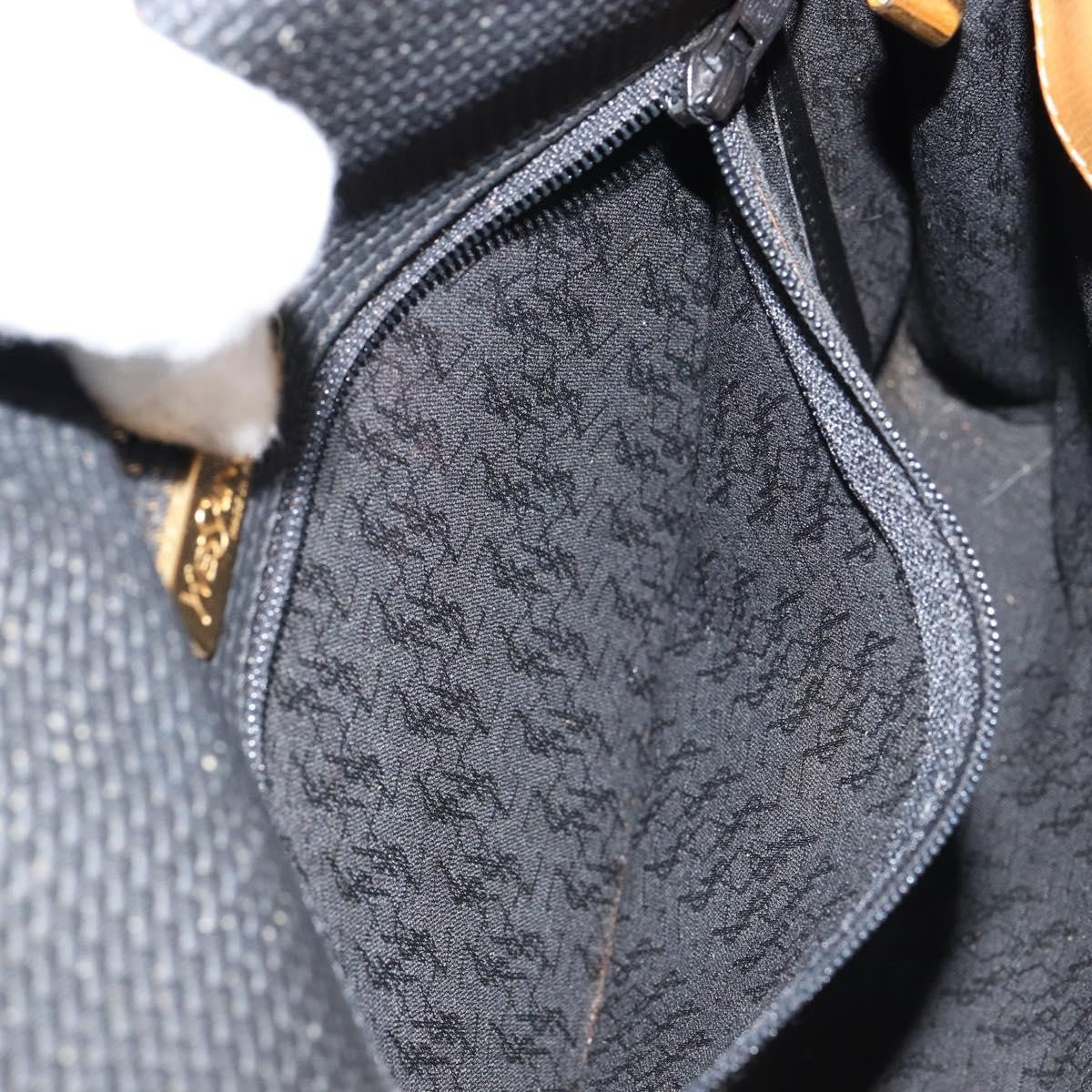 Saint Laurent Vintage Flap Crossbody Bag Coated Canvas with Leather, BLACK, PVC, Shoulder bag
