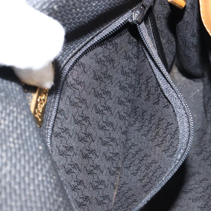 Saint Laurent Vintage Flap Crossbody Bag Coated Canvas with Leather, BLACK, PVC, Shoulder bag