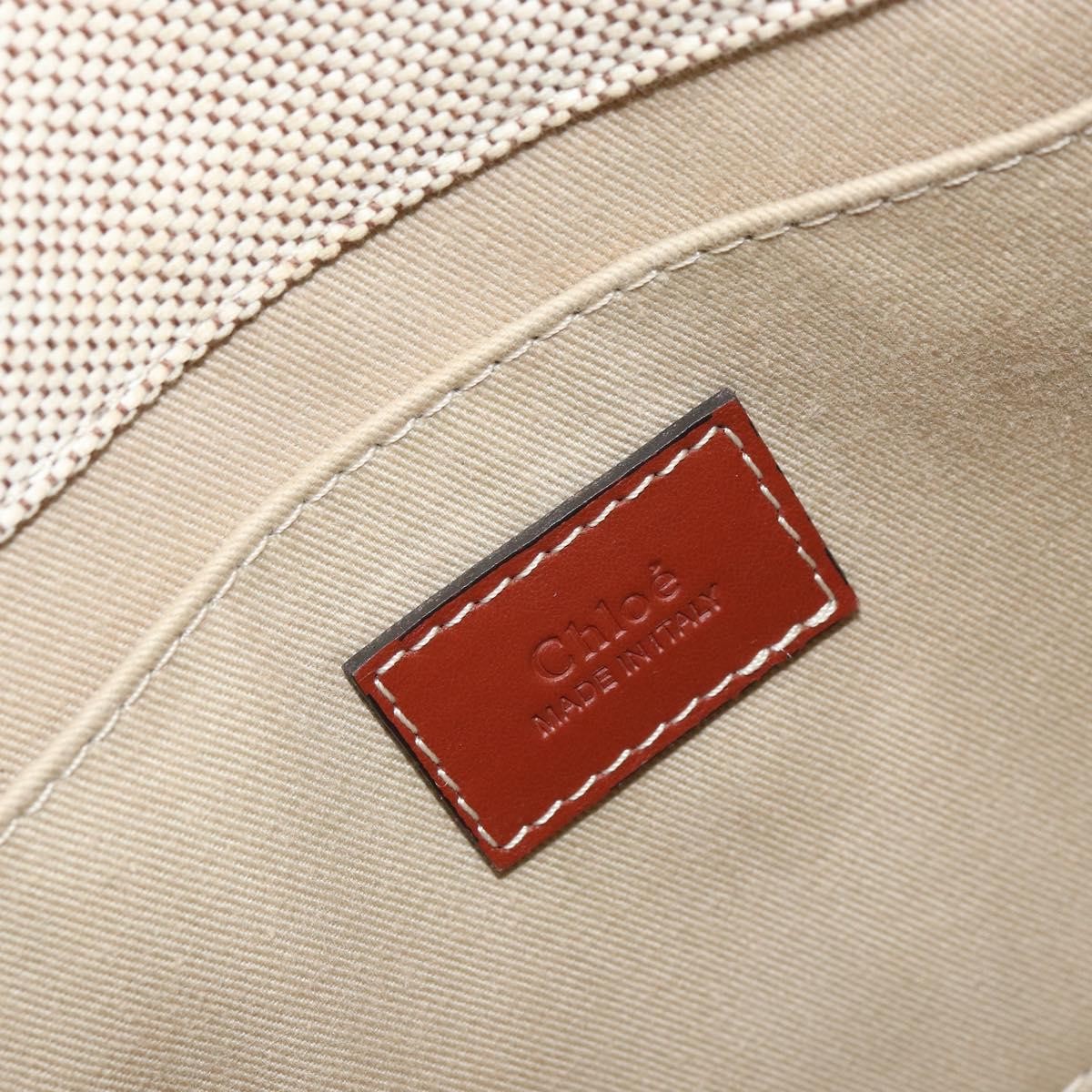 Chloe Woody Convertible Tote Canvas with Leather, BEIGE, CANVAS, Handbag