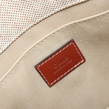 Chloe Woody Convertible Tote Canvas with Leather, BEIGE, CANVAS, Handbag