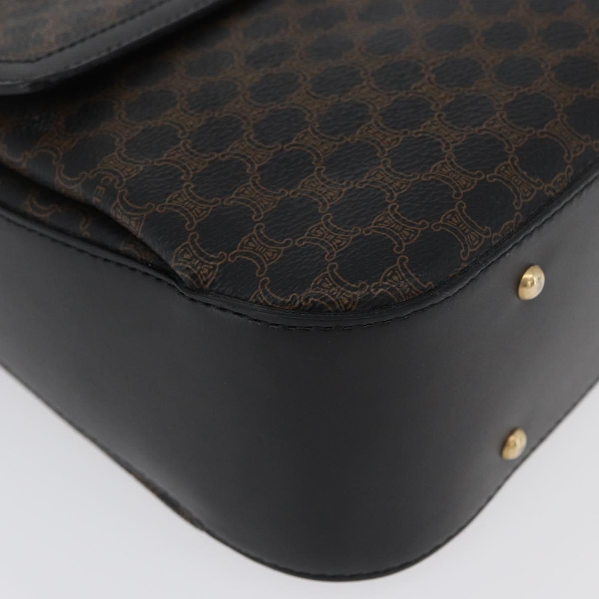 Celine Vintage Convertible Top Handle Bag Macadam Coated Canvas, Black, Canvas, Handbag