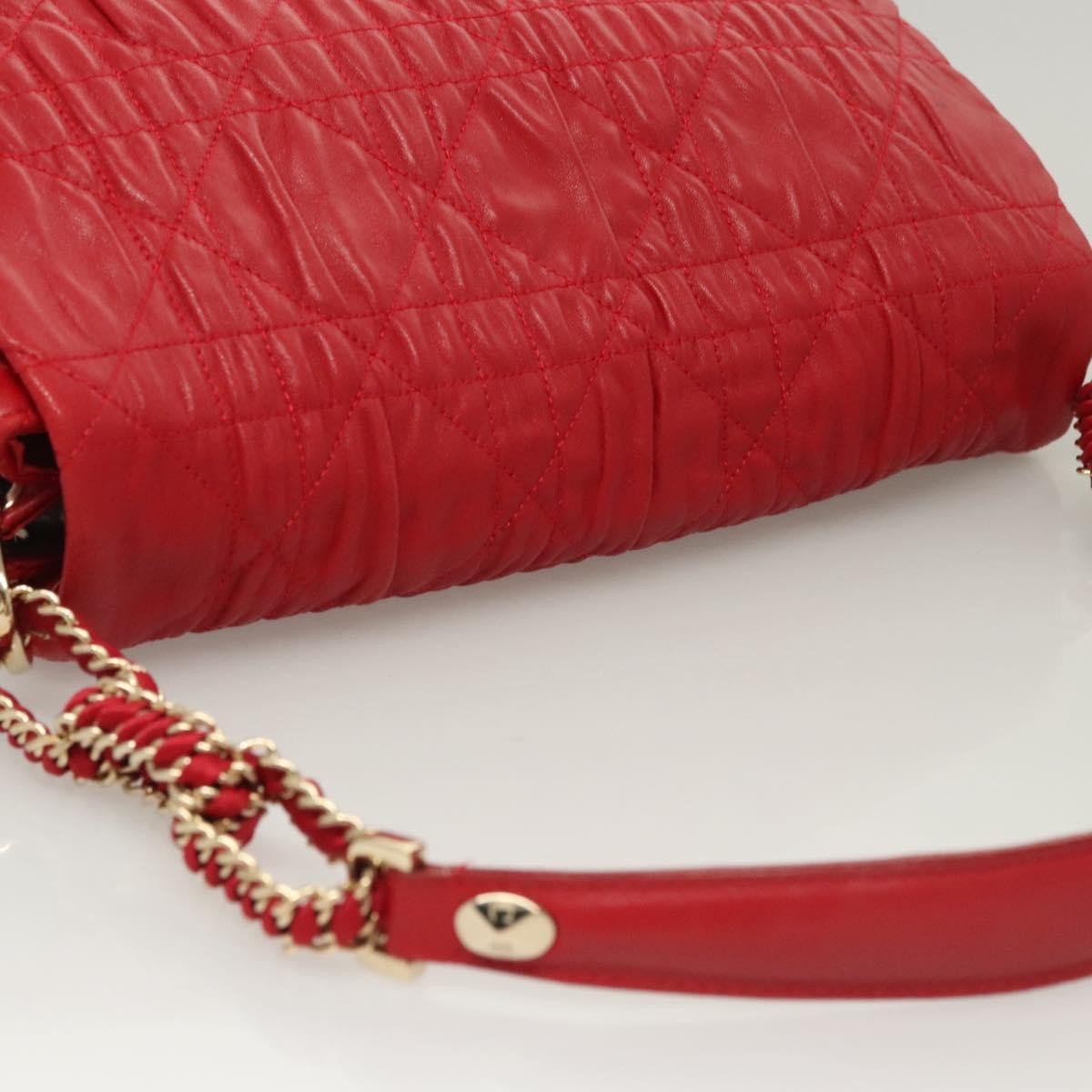 Christian Dior Delidior Chain Shoulder Bag Cannage Quilt Leather, RED, LEATHER, Shoulder bag