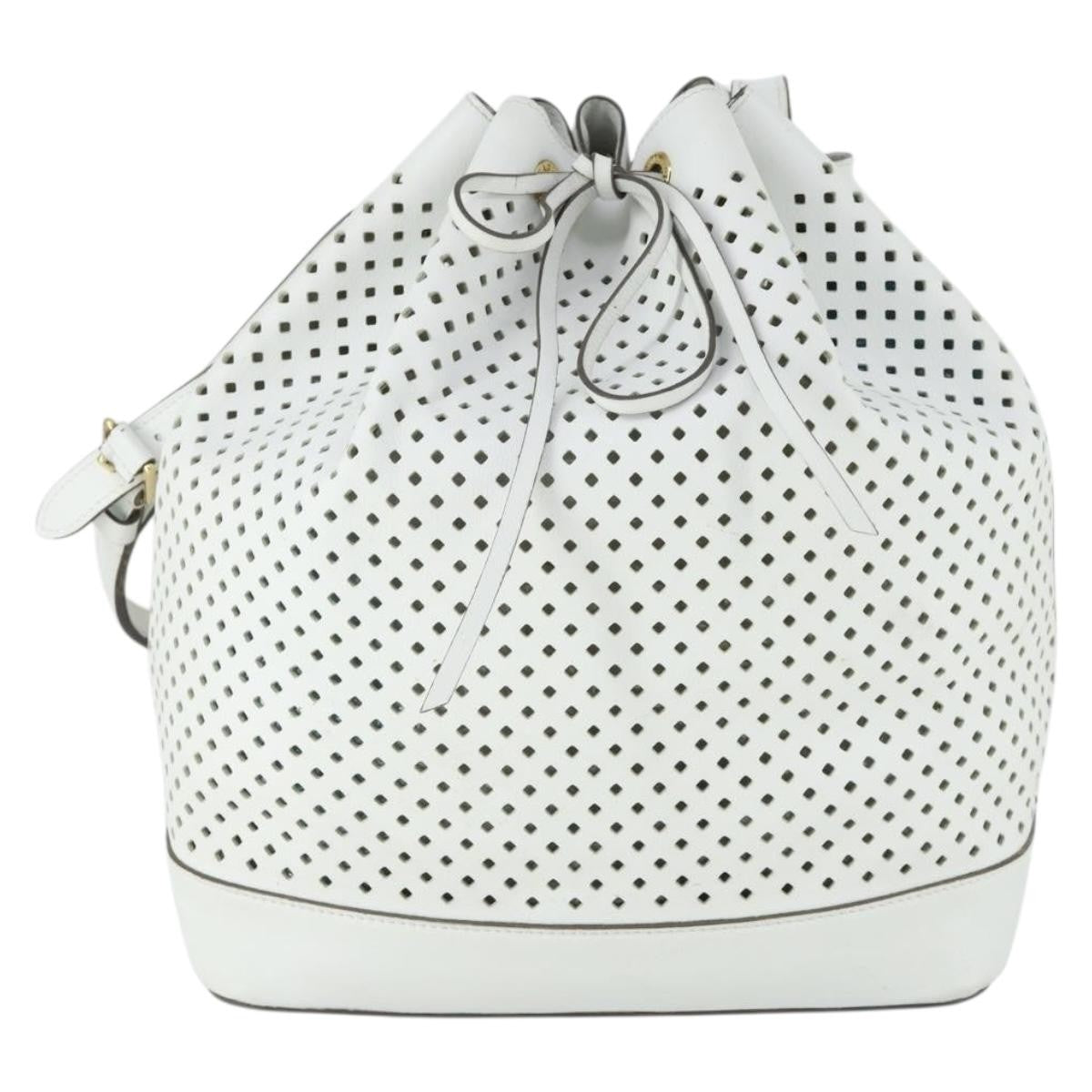 Louis Vuitton Flore Noe Handbag Perforated Leather, WHITE, LEATHER, Shoulder bag