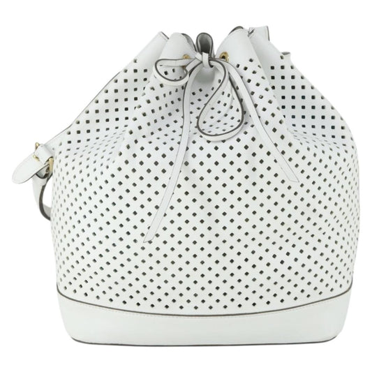Louis Vuitton Flore Noe Handbag Perforated Leather, WHITE, LEATHER, Shoulder bag
