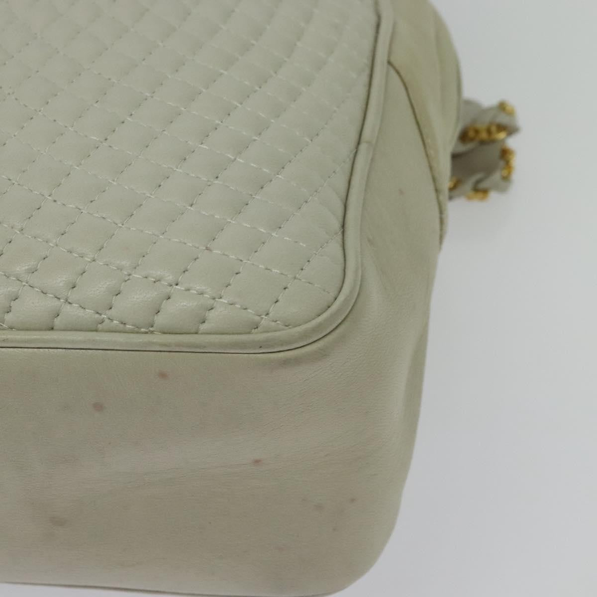 Bally Vintage Chain Shoulder Bag Quilted Leather, Ecru, Leather, Shoulder Bag