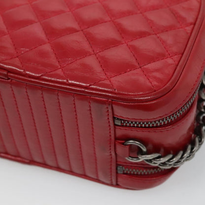 Chanel Coco Boy Camera Bag Quilted Leather, RED, LEATHER, Crossbody bag
