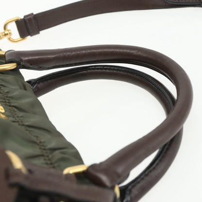 Prada Gaufre Convertible Satchel Tessuto, KHAKI, NYLON, Handbag