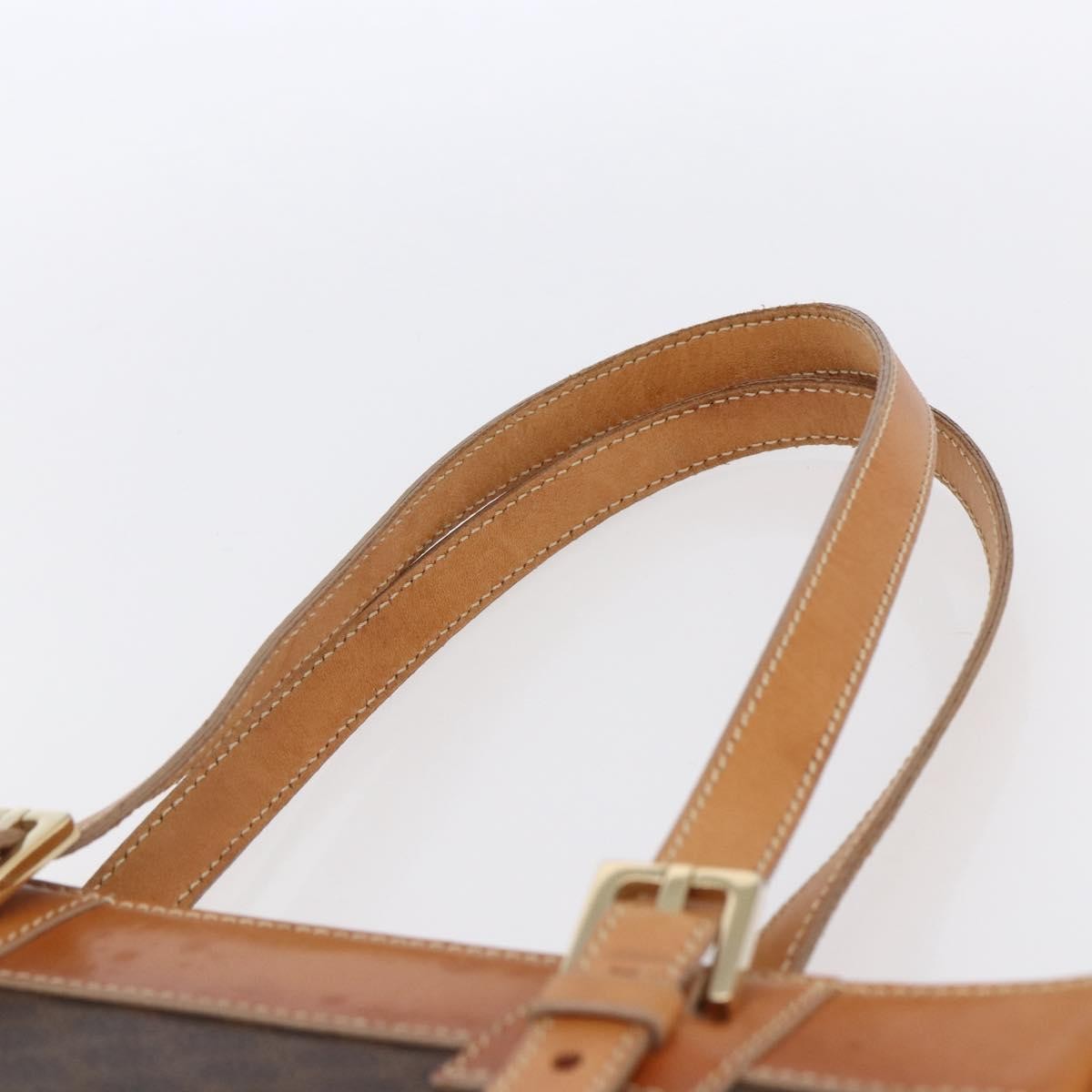 Celine Vintage Macadam Handbag Canvas and Leather, BROWN, CANVAS, Handbag