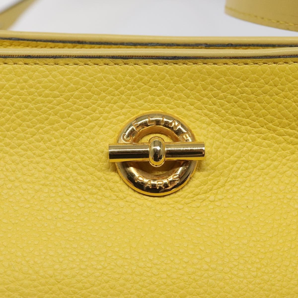Celine Vintage Shoulder Bag Leather, YELLOW, LEATHER, Shoulder bag