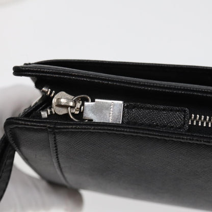 Burberry Zip Pouch Leather, BLACK, LEATHER, Clutche & pouche