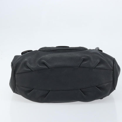 Salvatore Ferragamo Gancini handbag Leather, BLACK, LEATHER, Handbag