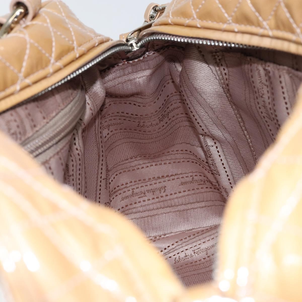 Salvatore Ferragamo Vala Handbag Patent leather, BEIGE, PATENT_LEATHER, Handbag