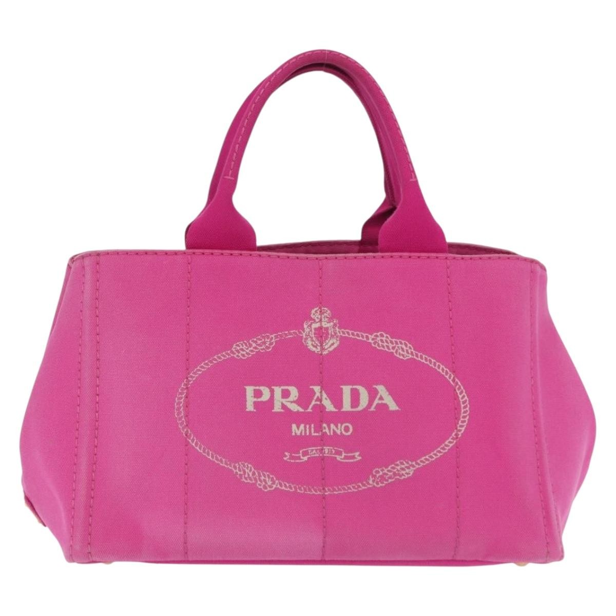 Prada Canapa Open Tote Canvas, PINK, CANVAS, Tote bag