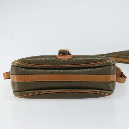 Celine Vintage Shoulder Bag Leather, KHAKI, LEATHER, Shoulder bag