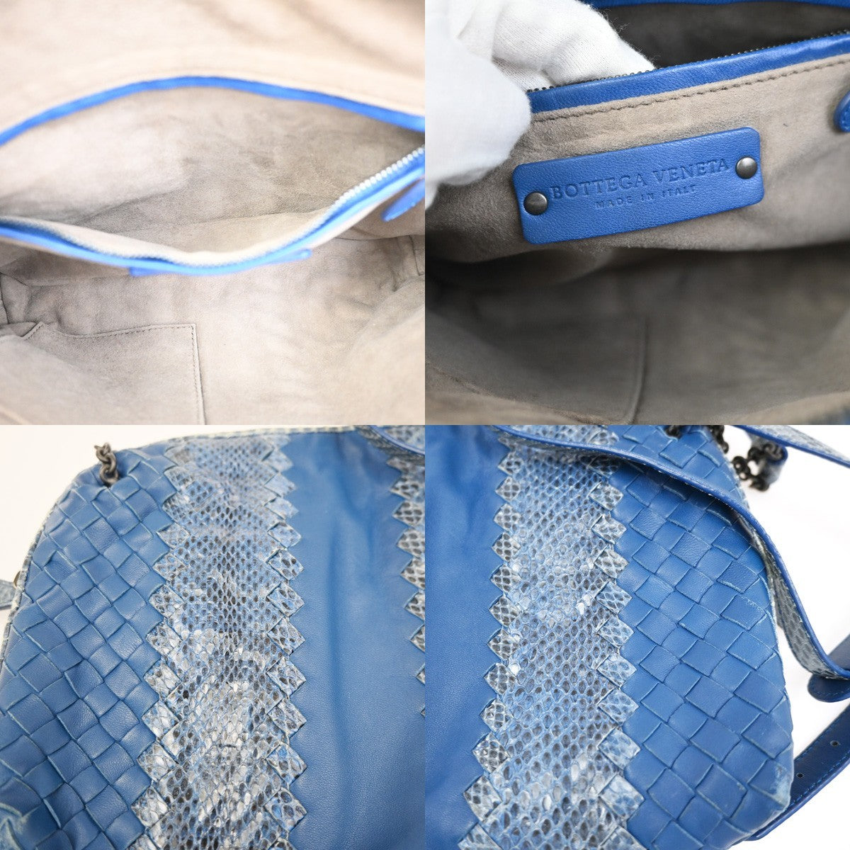 Bottega Veneta Intrecciato Shoulder bag Leather, Blue, Leather, Handbag
