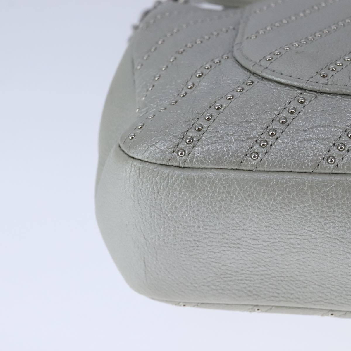 Chanel Vintage Classic Single Flap Bag Stitched Calfskin, GRAY, LEATHER, Shoulder bag