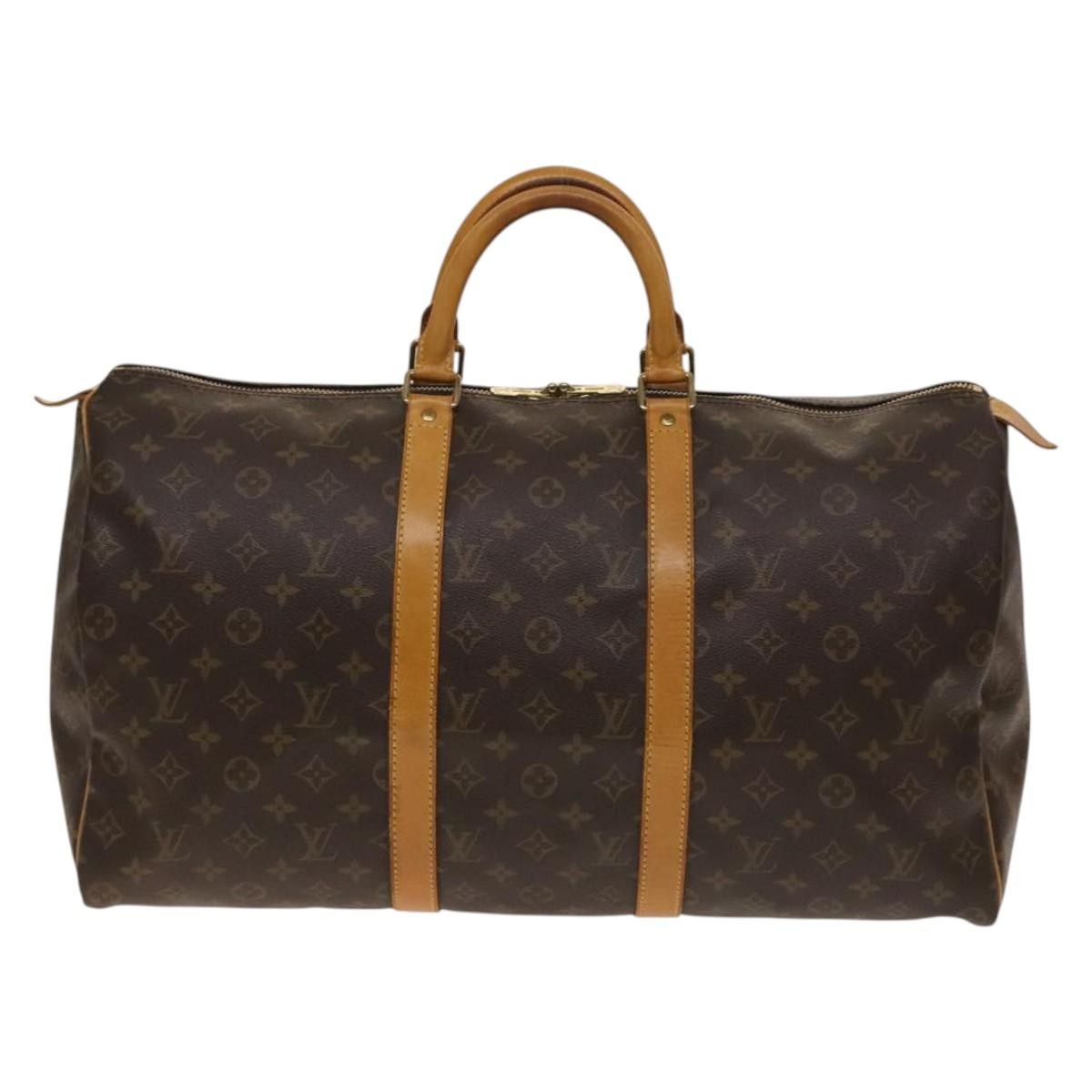 Louis Vuitton Keepall Bag Monogram Canvas, BROWN, CANVAS, Travel bag